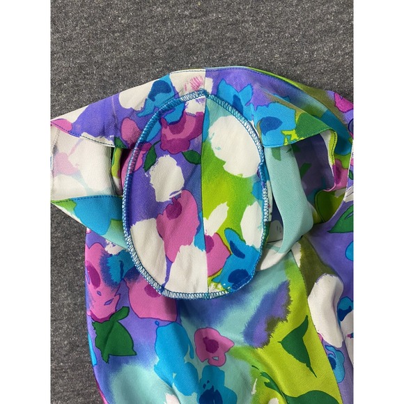 Diane Von‎ Furstenberg Silk Blouse Womens Large Colorful Floral Abstract Luxury - Picture 9 of 14
